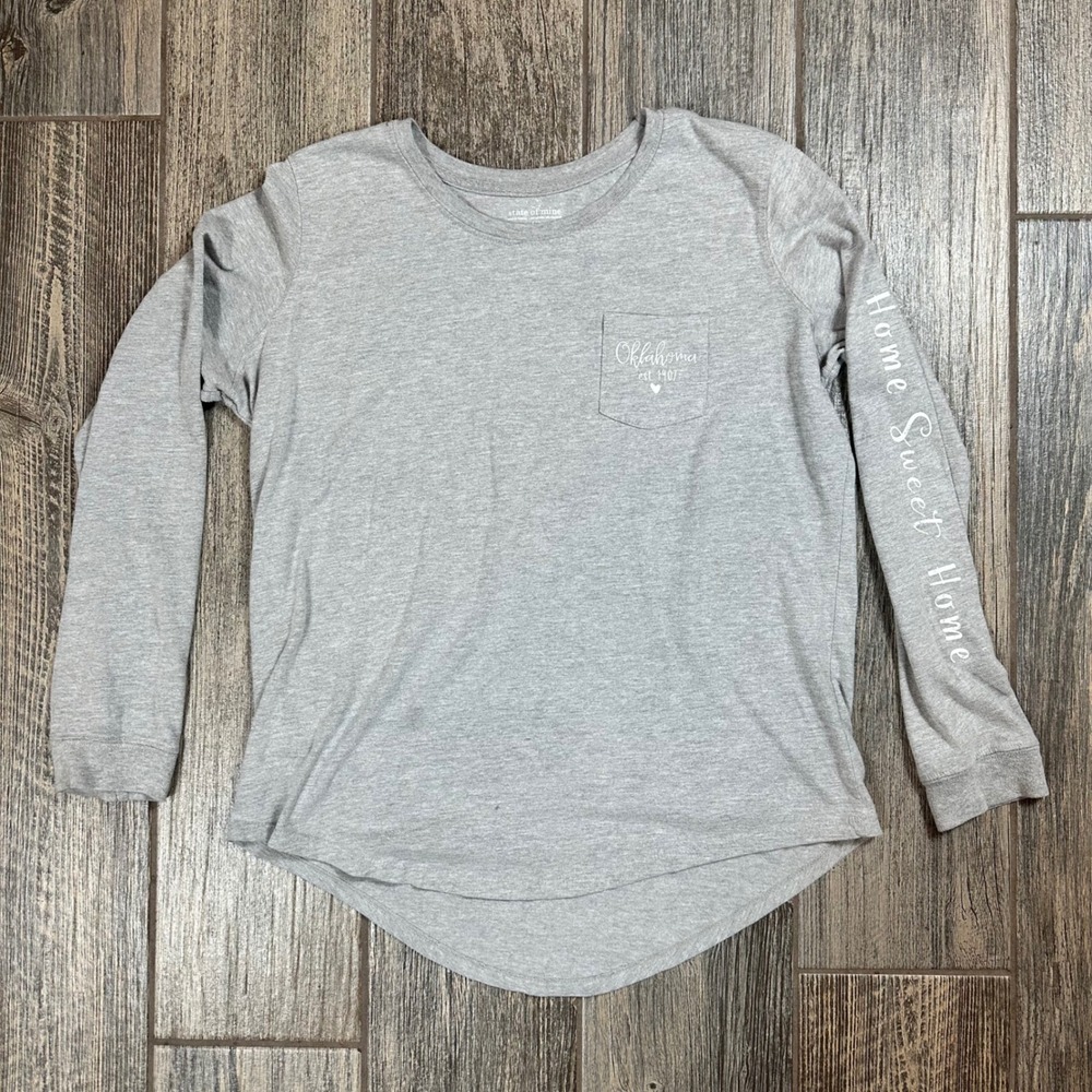 State of Mine Oklahoma Home Sweet Home Gray Long Sleeve‎ Shirt